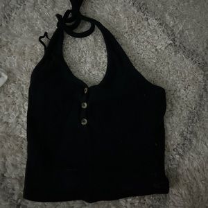 Garage black halter crop top